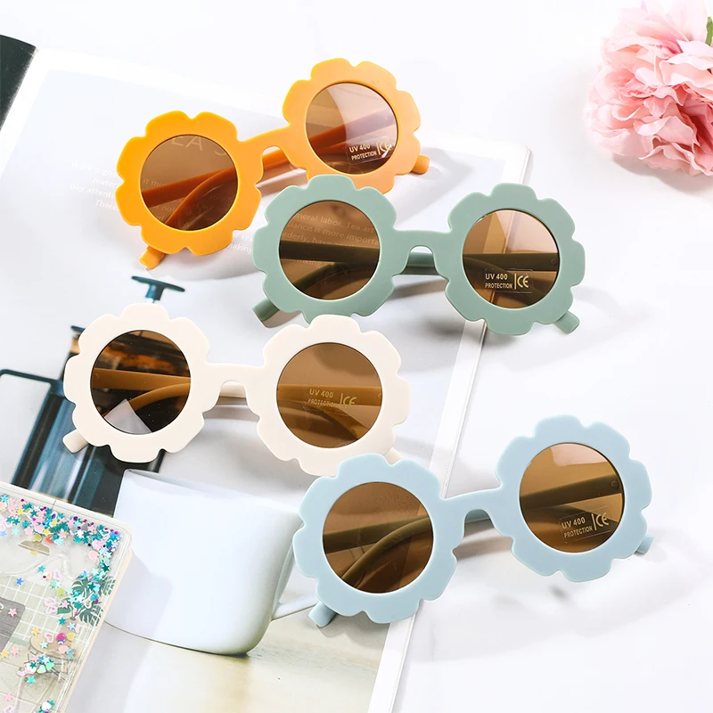 

New Sun Flower Round Cute kids sunglasses UV400 for Boy girls toddler Lovely baby sun glasses Children Oculos de sol