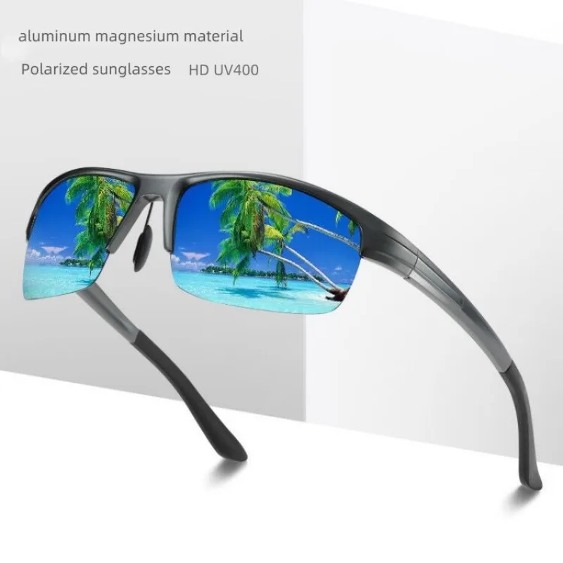 Мужские поляризованные солнцезащитные очки для вождения в полуоправе из