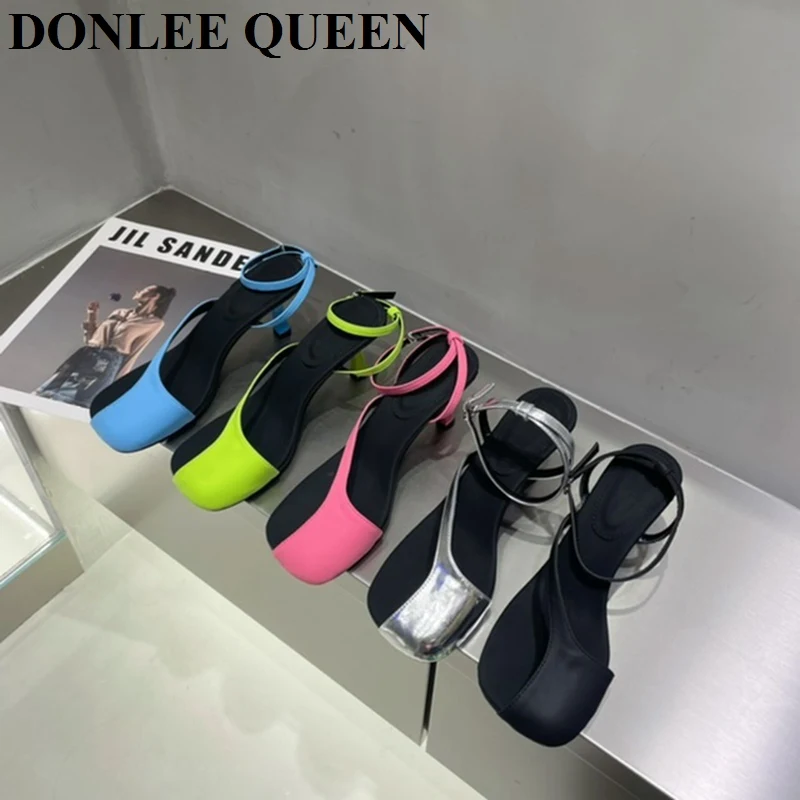 

2022 Fashion Woman Slingback Mid Heel Sandals Brand Clip Toe Elegant Pumps Party Dress Shoes Slip On Mule Slide Zapatillas Mujer