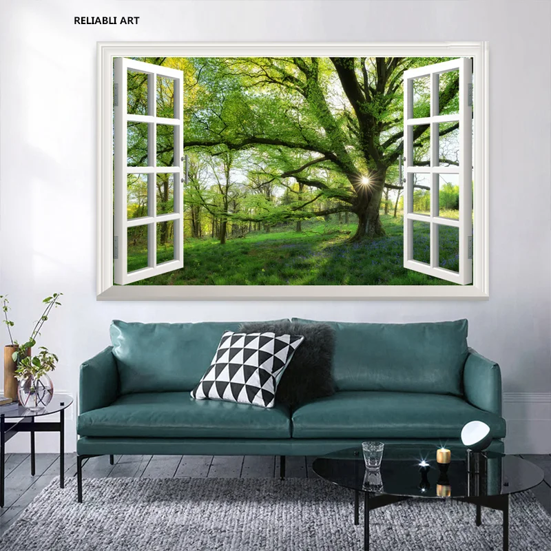 

Sunshine Green Tree Poster Forest Landscape Nature Canvas Painting Wall Art Pictures Living Room Decor Scandinavian Prints Cua