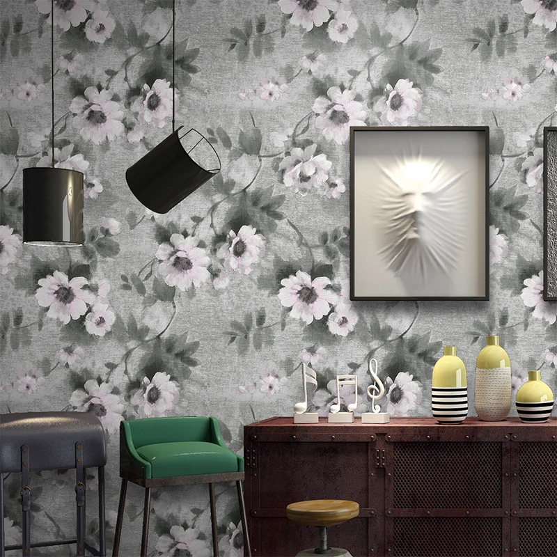 

American mei country non-woven wallpaper restoring ancient ways is the rural large fresh flower small broken flower style bedr