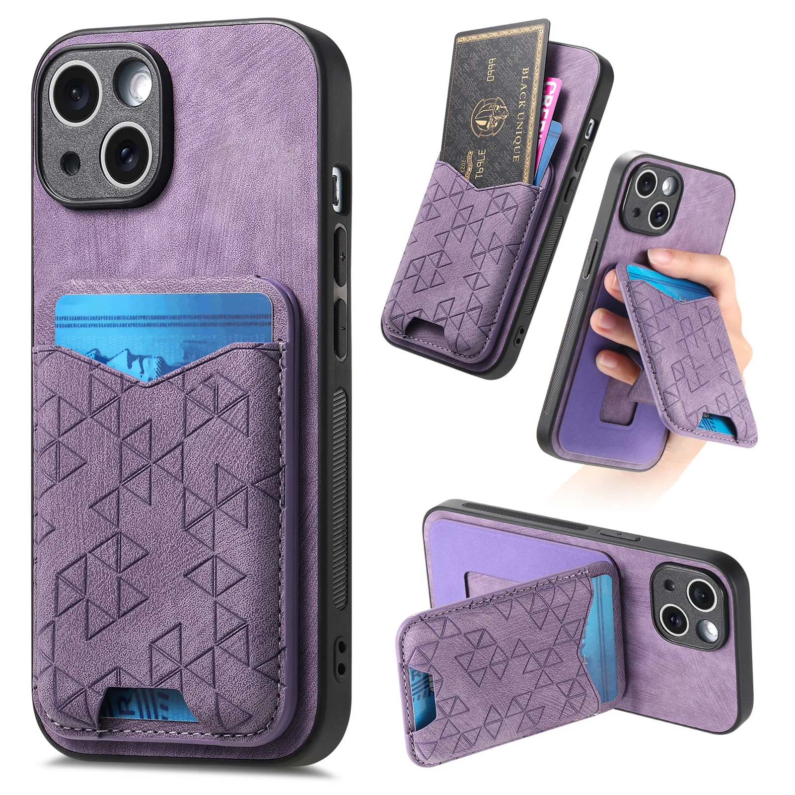 Card Bag Case For iphone 16 Pro Max 15 14 Plus 13 12 Mini 11 XS X XR 8 7 Retro Leather Kickstand Anti Drop Phone Cover Funda