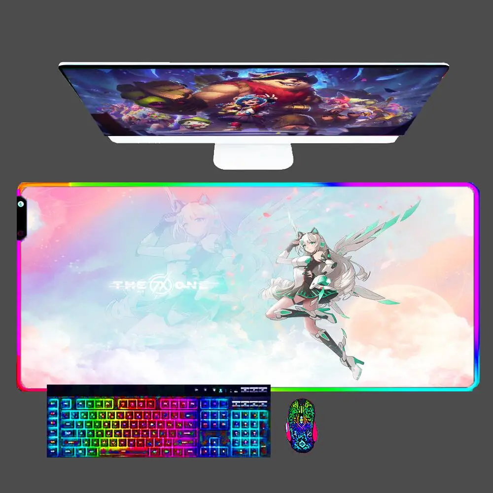 

Anime Asus Tian Xuan Ji Large Mouse Pad RGB Laptop Pc Gamer Keyboard Mat XXL Mousepad LED Edge White Tassel Rubber Table Mats