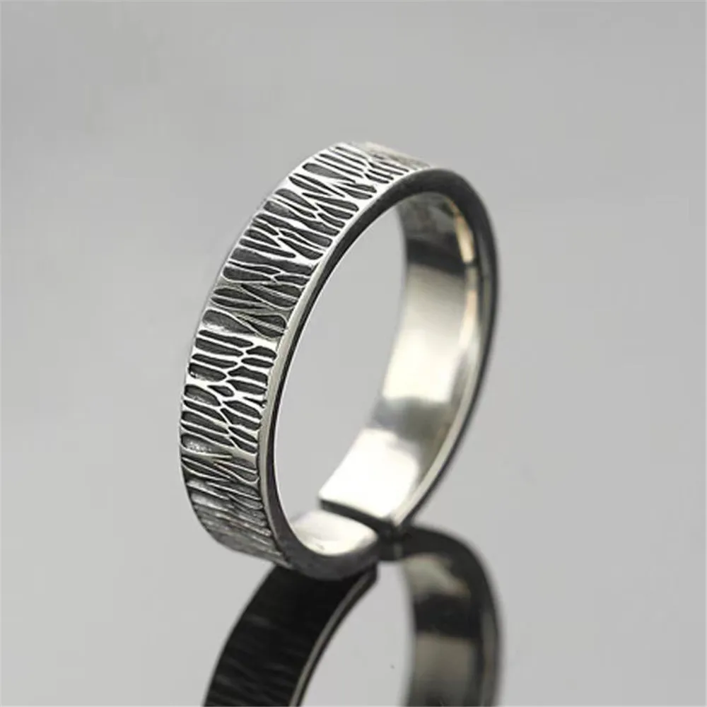 

1PC Net Red Ring Opening Mens Retro Wood Crack Fashion Hip Hop Punk Trendy Men Rings Adjustable Halloween Jewelry Gifts For Man