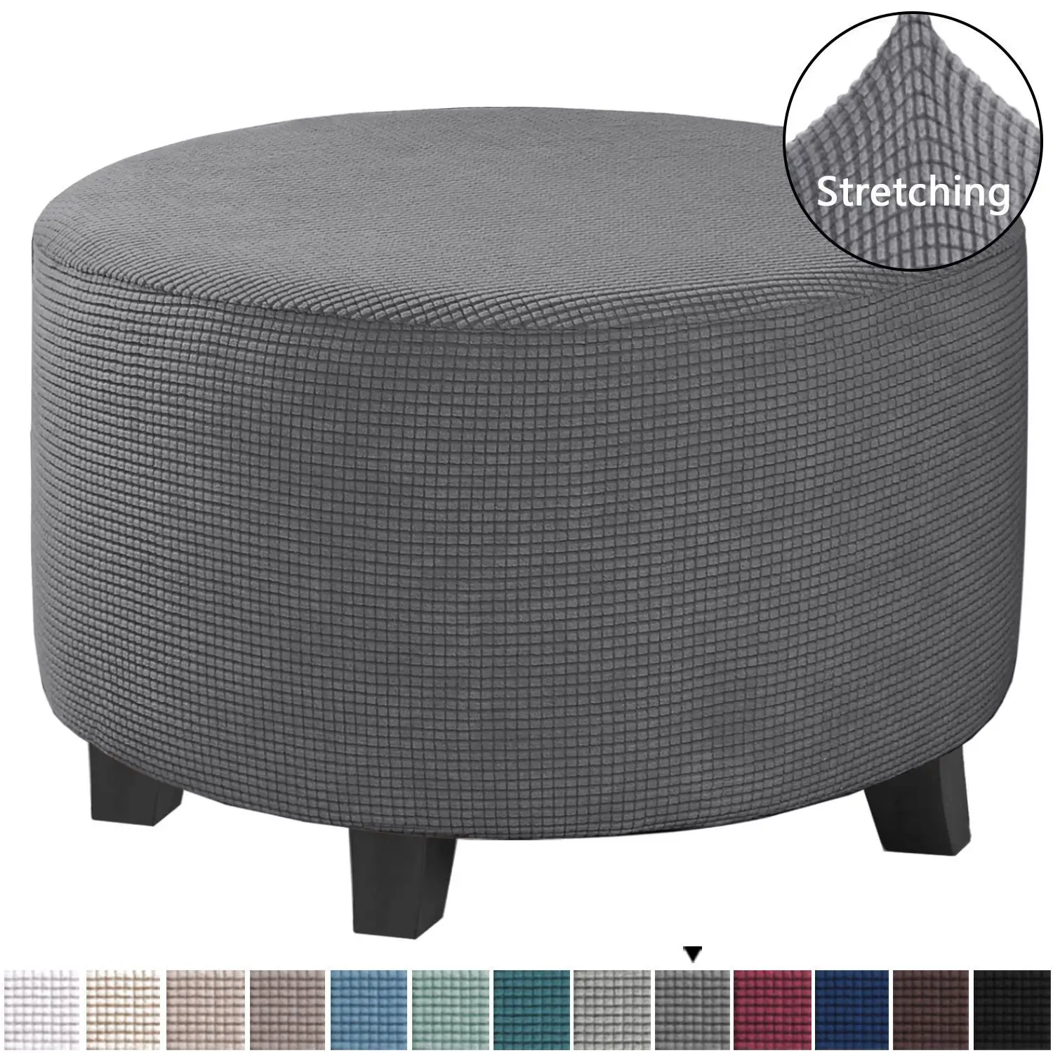 

1Pcs All Inclusive Round Chair Cover Spandex Elastic Footstool 360 Degree Protector Ottoman Cover For Living Room Easy Install