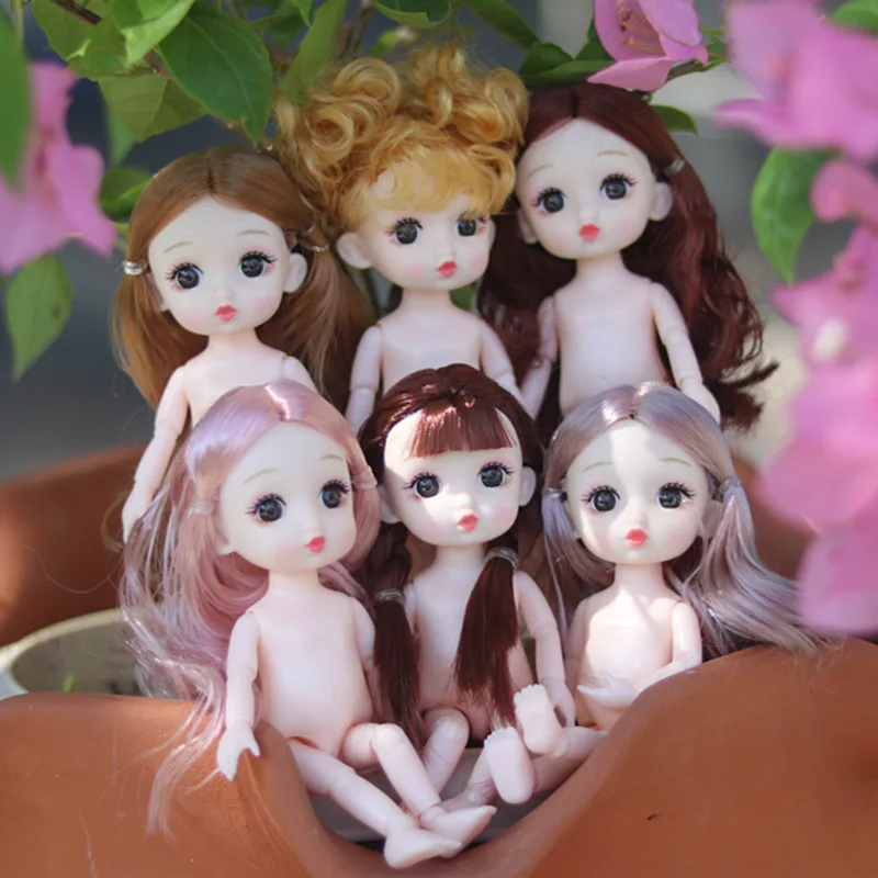 

New 8 Points BJD 13 Movable Joints 16cm BJD Dolls Cute Open Teeth Smiling Expression Girl Dolls Nude Dolls DIY Toy Girls Gift