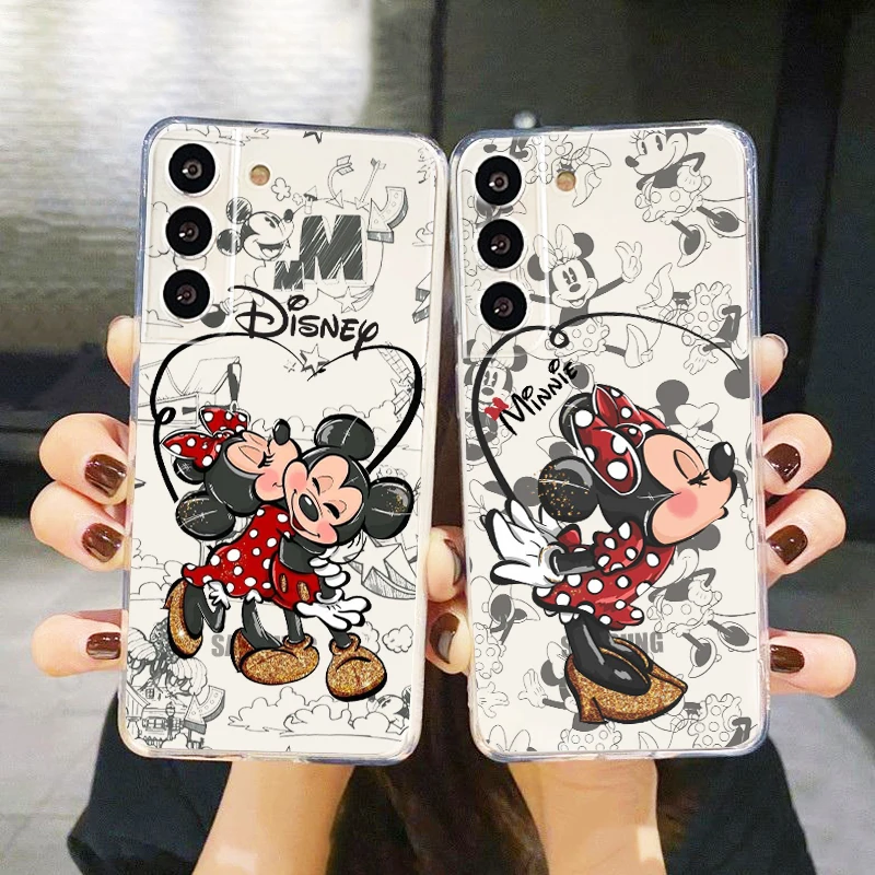 

Minnie Mickey Cute For Samsung Galaxy S23 S22 S21 S20 Ultra Plus Pro S10 S9 S8 4G 5G Silicone Transparent Phone Case Coque Capa
