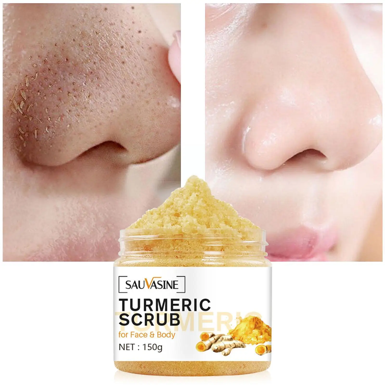 

Turmeric Face Body Scrub Soften Cutin Brightening Moisturizing Cleaning Cream Skin Sugar Exfoliating Pore Anti-Acne Smooth C0Y2