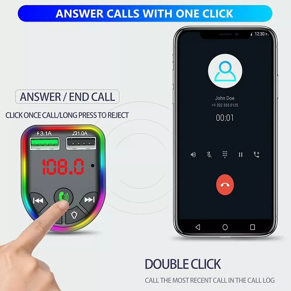 

USB Charger Car Bluetooth FM Player ABS+PC Cigaret Lighter Power Supply