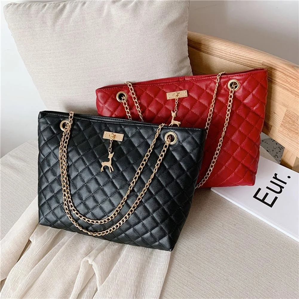

PU Leather Fashion Women Shoulder Bags Casual Large Capacity Chain Top-handle Bags Female Solid Color Crossbody Bags Handbags