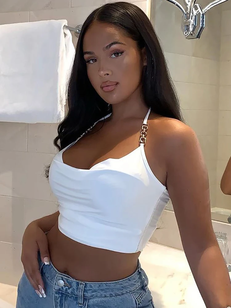 

Taruxy Summer Halter Crop Top Women Sleeveless Backless Sexy Tank Tops 2022 Girts High Street Fashion Clothing Y2K Top Tee