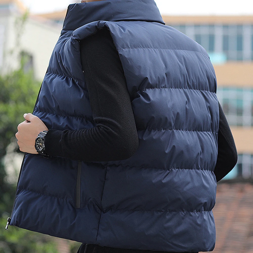 Winter Warm Men Down Quilted Vest Body Sleeveless Padded Jacket Coat Outwear Classic Windproof Outfits Pocket Parka