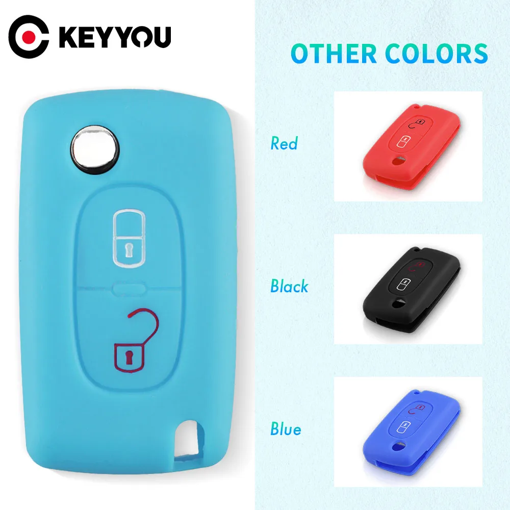 

Силиконовый чехол KEYYOU для дистанционного ключа, 2 кнопки для Peugeot 107 207 307 307S 308 407 607 для Citroen C2 C3 C4 C5 C6 C8