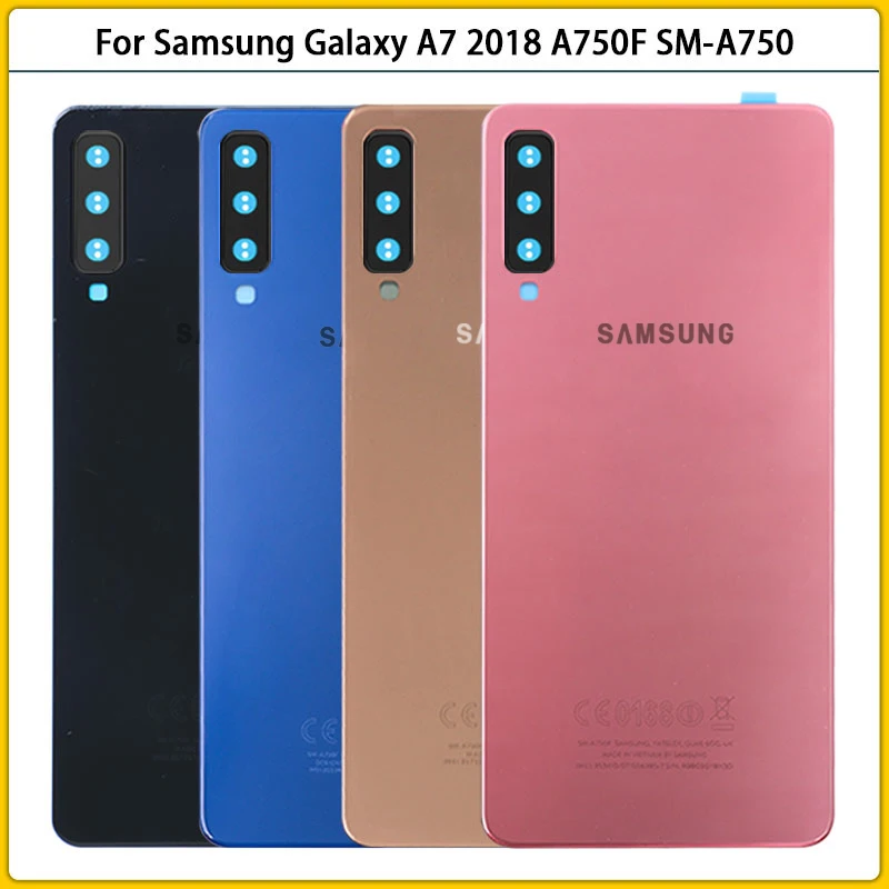 

10PCS New A750 Rear Housing Case For Samsung Galaxy A7 2018 A750F SM-A750 Battery Cover Rear Door Back Cover Glass Replac