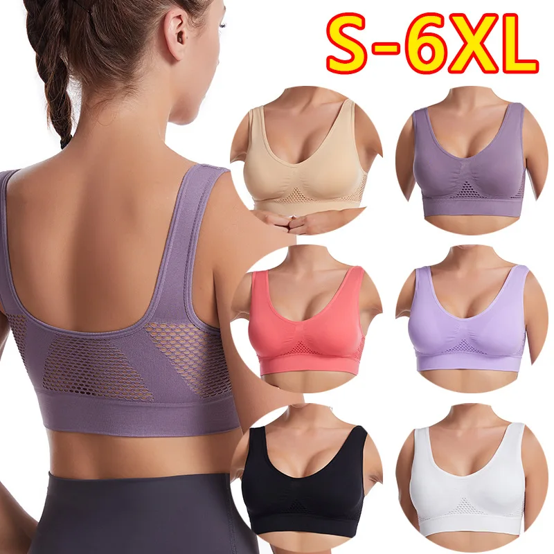 

S-6XL Plus Size Bra Underwear Seamless Bras For Wonen Push Up Bra Bralette Wire Free Mesh Breathable Comfortable Sport Bra