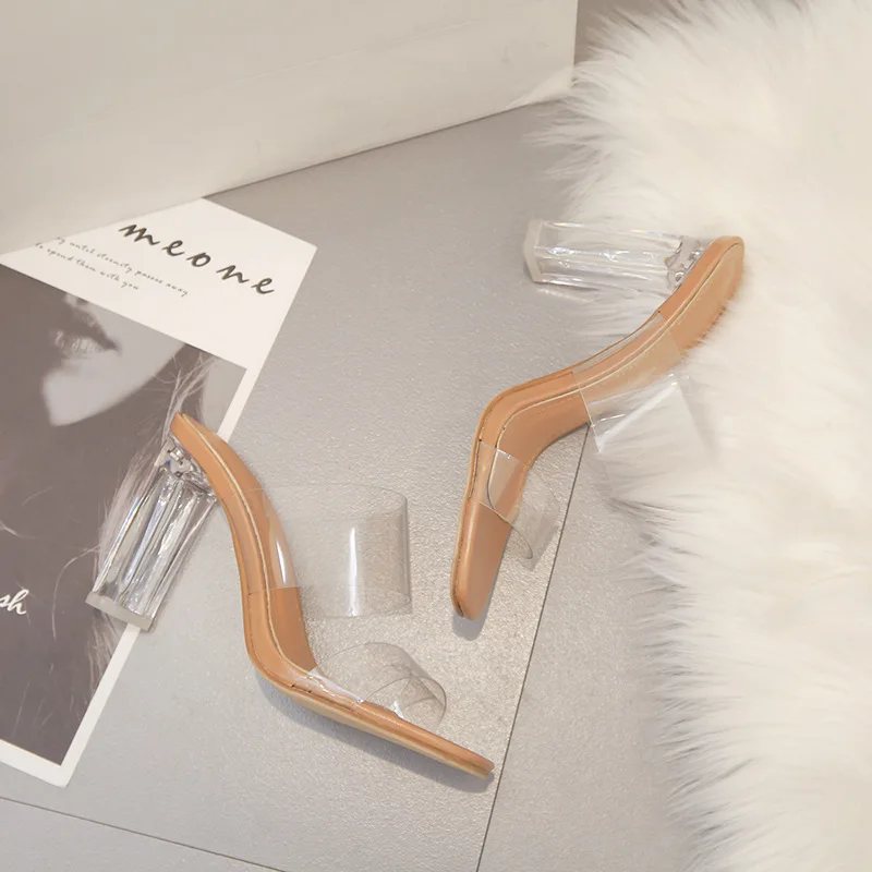 

Мюли женские с блестками, тапочки-желе на низком каблуке, роскошные прозрачные римские шлепанцы, ПВХ, ПУ, резина, лето 2022