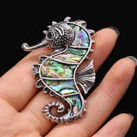 4pcs natural shell abalone cute hippo brooch pendant for jewelry making diy necklace earring accessories charm gift party56x40mm