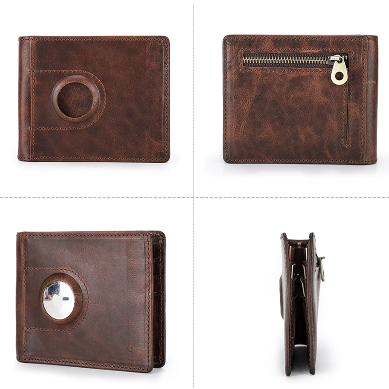 Мужской тонкий кошелек Airtag из натуральной кожи кредитница для Apple повседневный