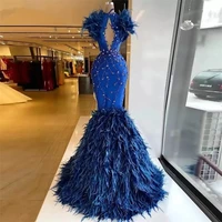 luxury evening dresses feather crystals lace prom dress custom made formal elegant party gowns robe de mari%c3%a9e custom made