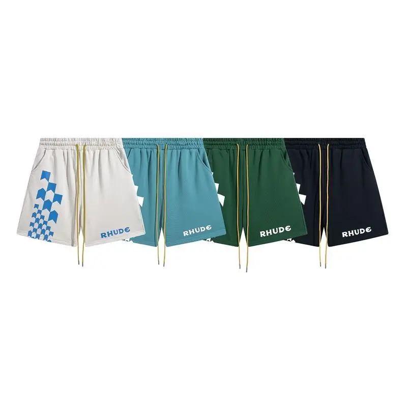 

2023 RHUDE 23SS spring and summer new checkerboard letter printing loose casual drawstring men's sports shorts