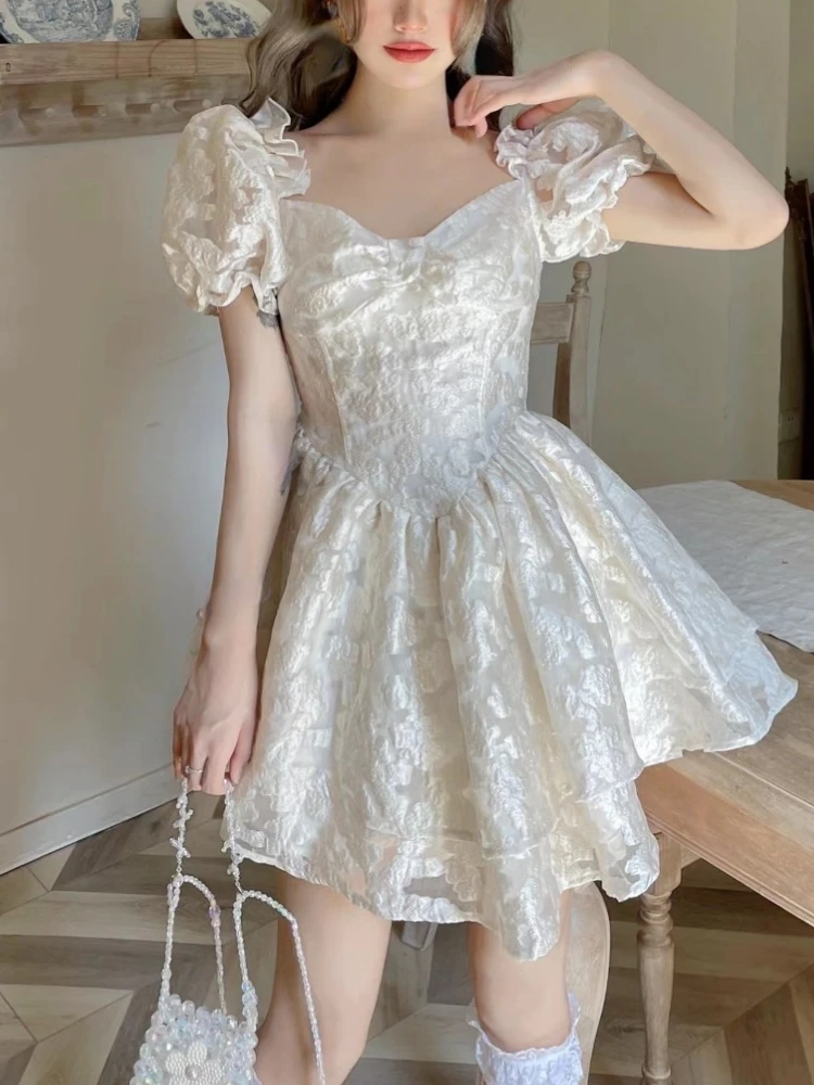 

Мини-платье женское летнее кружевное с коротким рукавом, однотонное