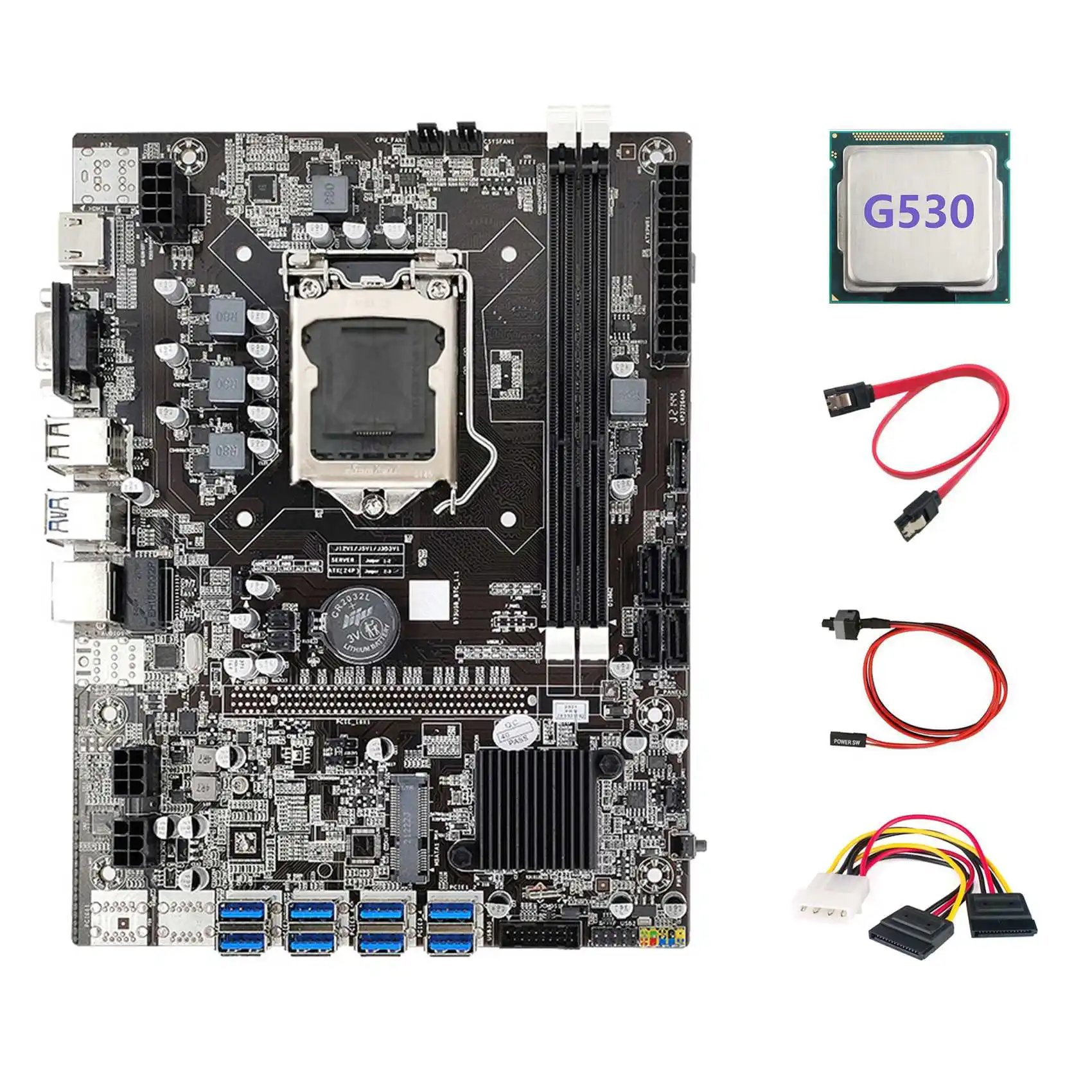

Материнская плата B75 ETH для майнинга 8xpcie на USB + процессор G530 + кабель 4-контактный на SATA + кабель коммутатора LGA1155 материнская плата для майнинг...