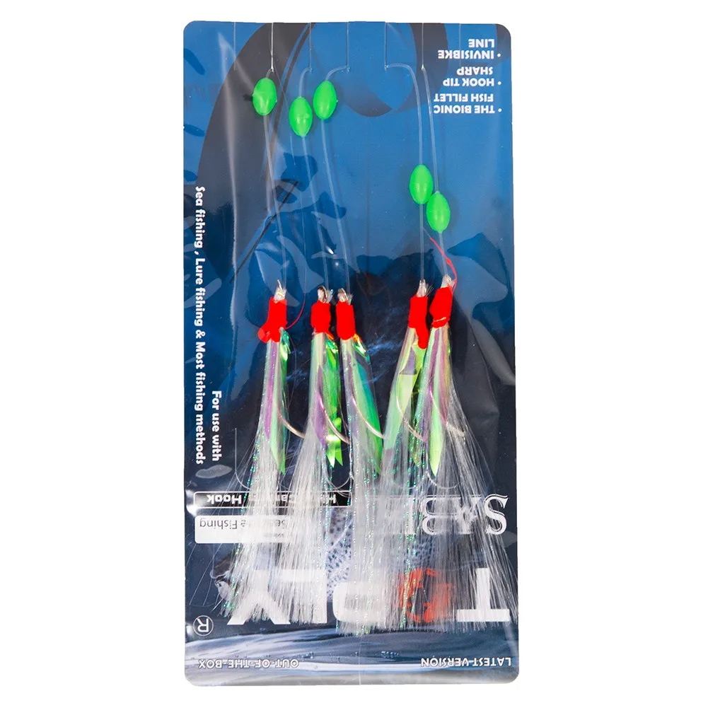 

5pcs /Lot New Sabiki Soft Fishing Lure Rigs Bait Jigs Lure Soft Lure Worn Fake String Crystal Barbed Hook Fishing Lures