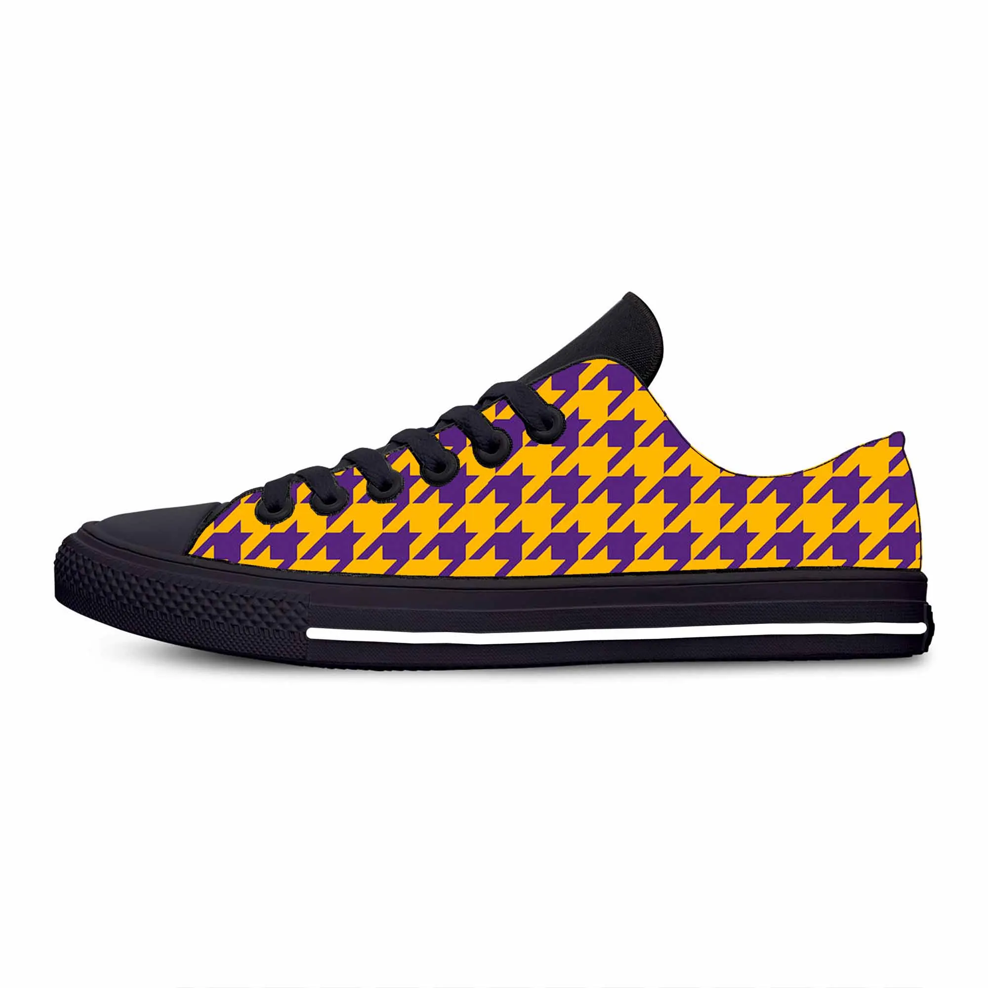 

Houndstooth Dogstooth Check Plaid Pattern Fashion Casual Cloth Shoes Low Top Comfortable Breathable 3D Print Men Women Sneakers