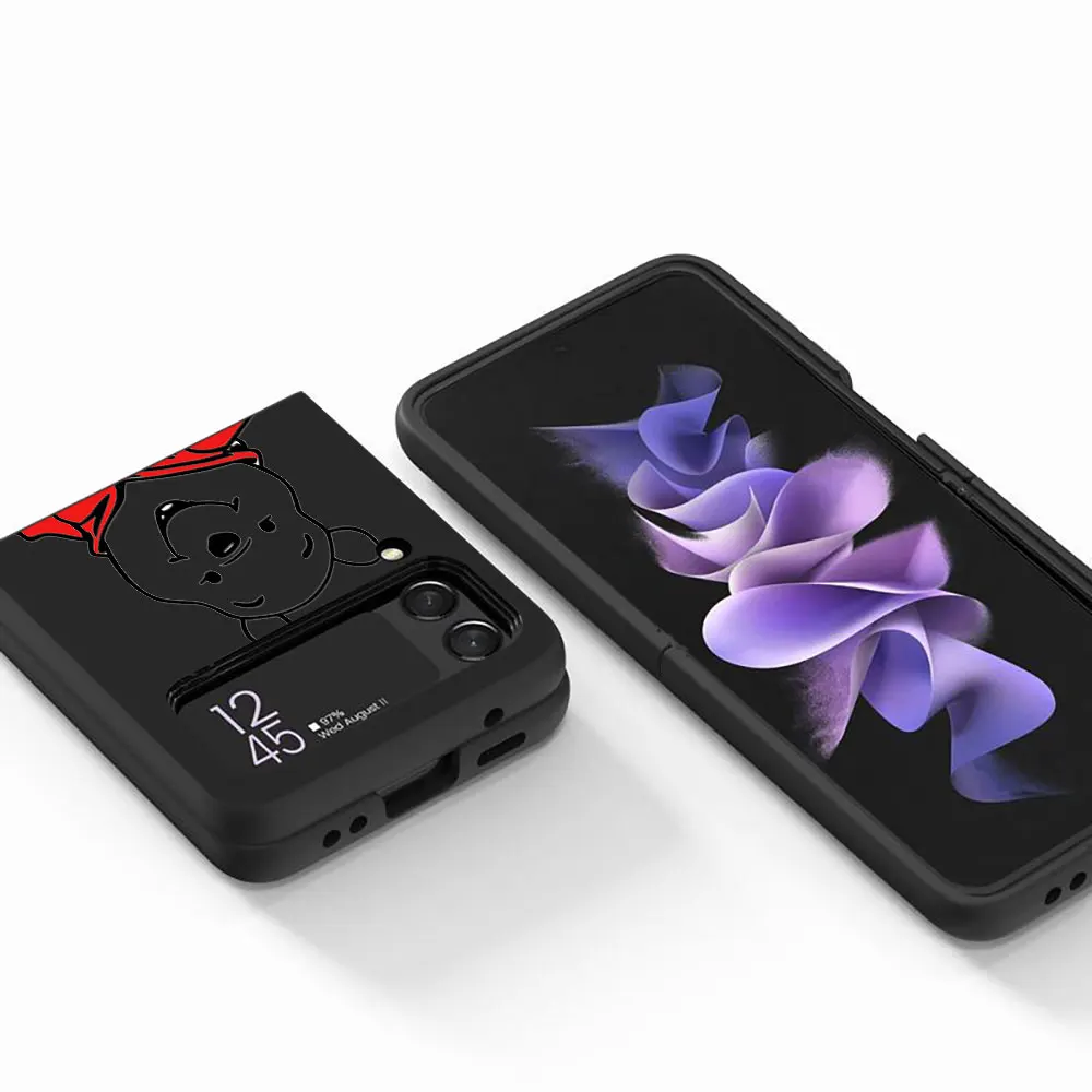 Чехол Kubuś Puchatek Tiger для Samsung Galaxy Z Flip4 Flip3 Жесткий чехол телефона из ПК Flip 4 3 5G Черный