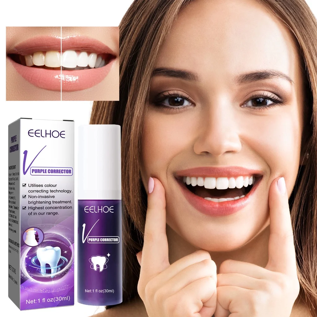 

30ml Teeth Whitening Toothpaste Oral Cavity Cleaning Enamel Repair Fresh Breath Purple Color Corrector Remove Stains Toothpaste