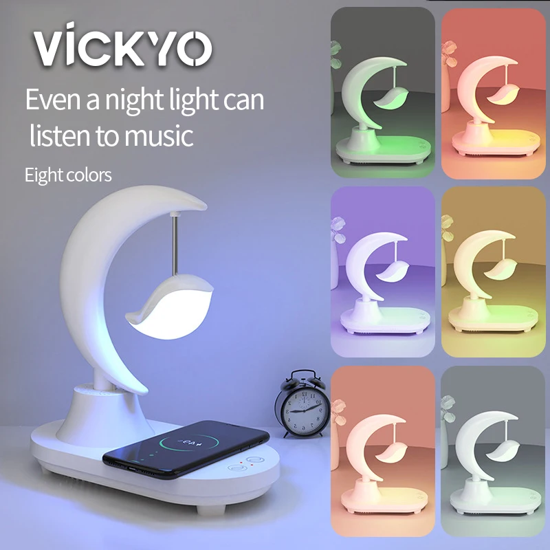 

Светодиодный ночсветильник VICKYO с Bluetooth динамиком и сенсорным выключателем, креативная атмосферная настольная лампа для спальни, детской комнаты, настольное освещение