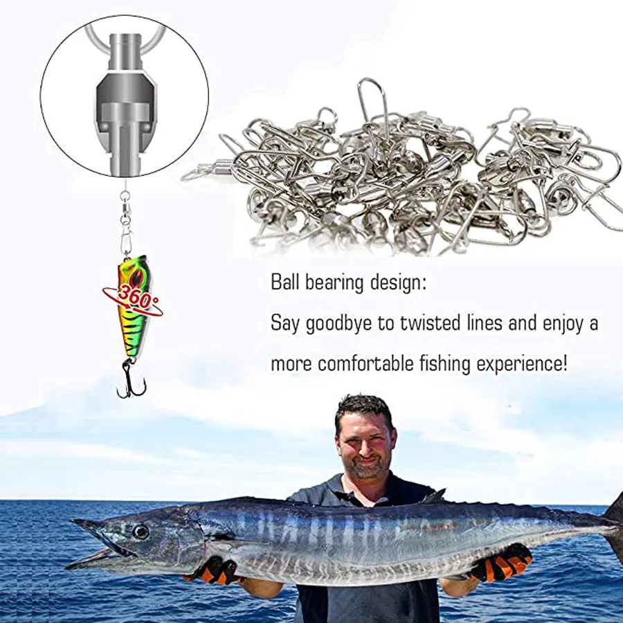 25/50 шт. рыболовные Вертлюги с двойным замком для рыболовных снастей вертлюги