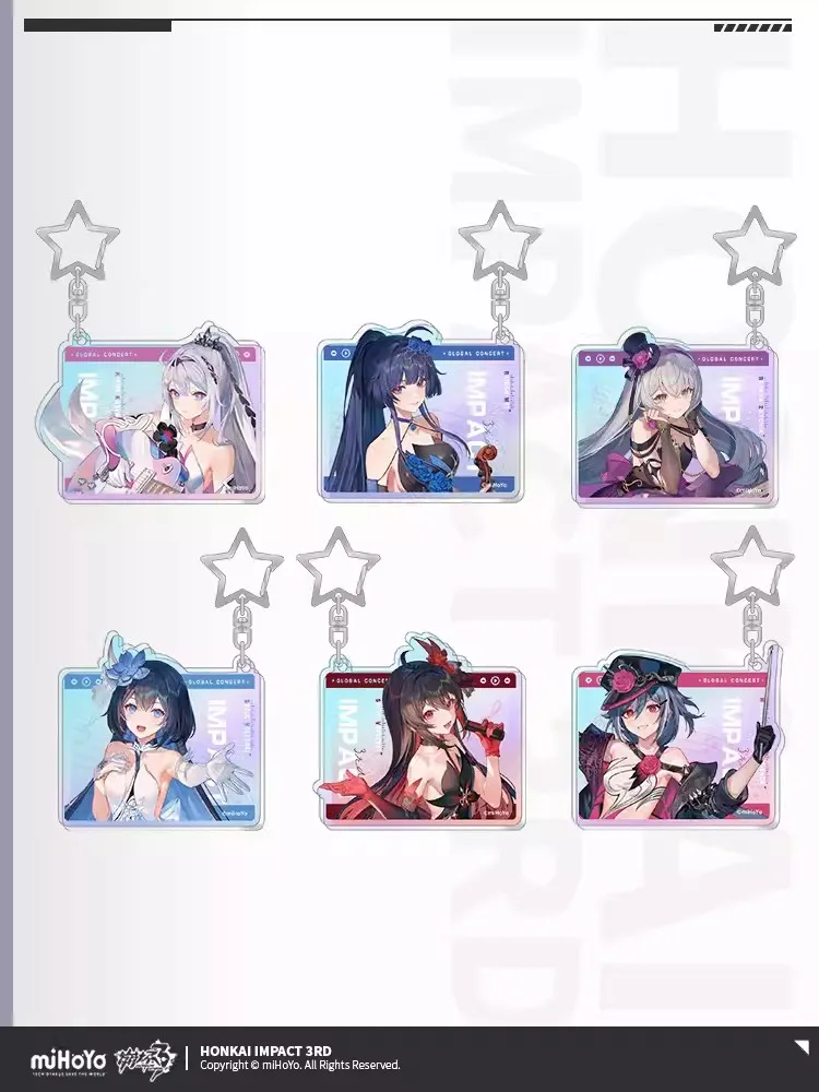 

Pre-Sale: Games Honkai Impact 3 MIHOYO Derivatives Cosplay Kiana SEELE Bronya Mei HONKAI CONCERT Theme Series Acrylic Pendant