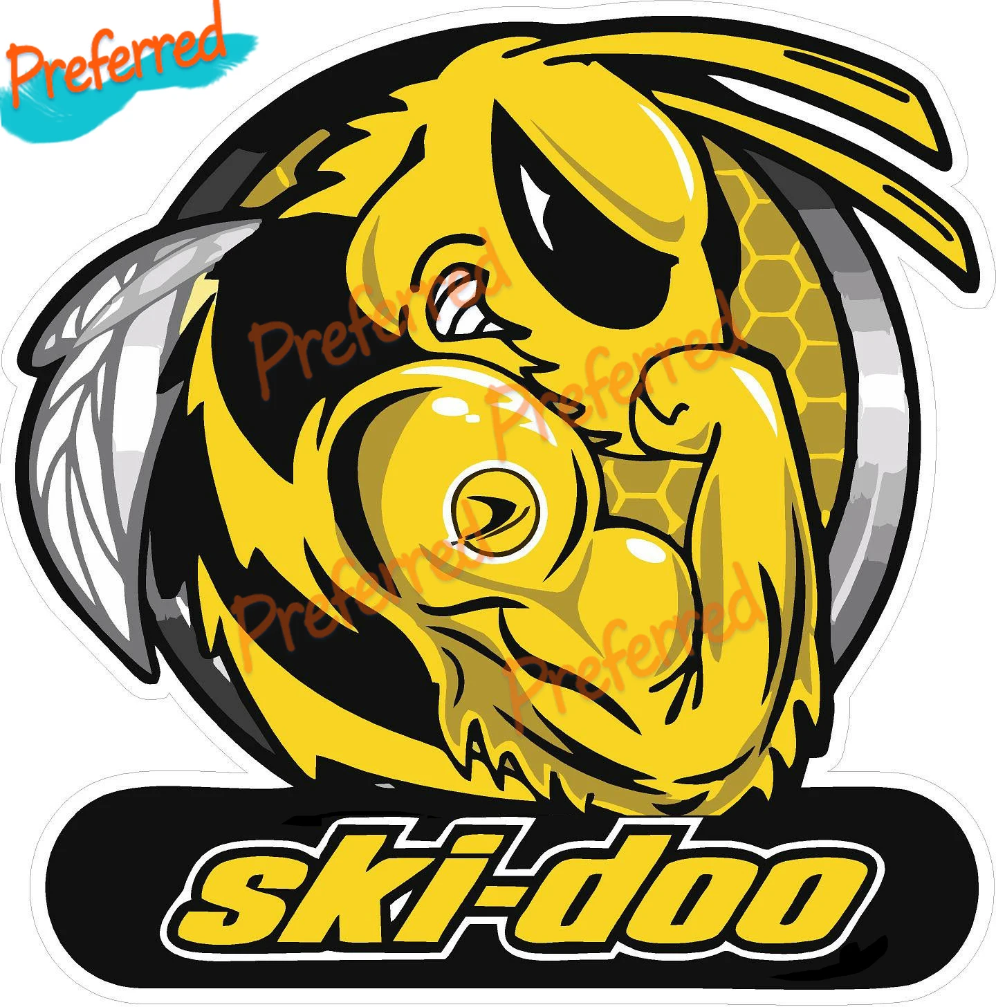 Ski-Doo-skidoo- Пара наклеек в виде пчел, ламинированные гоночные правые гоночные левые для вашого автомобиля, гоночный шлем, наклейка на стену багажника, наклейка