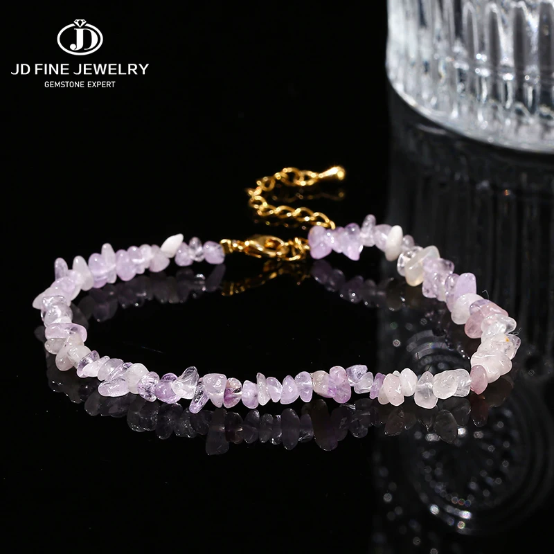 Регулируемый Браслет-цепочка Из Натурального Аметиста И Гравия Для Женщин