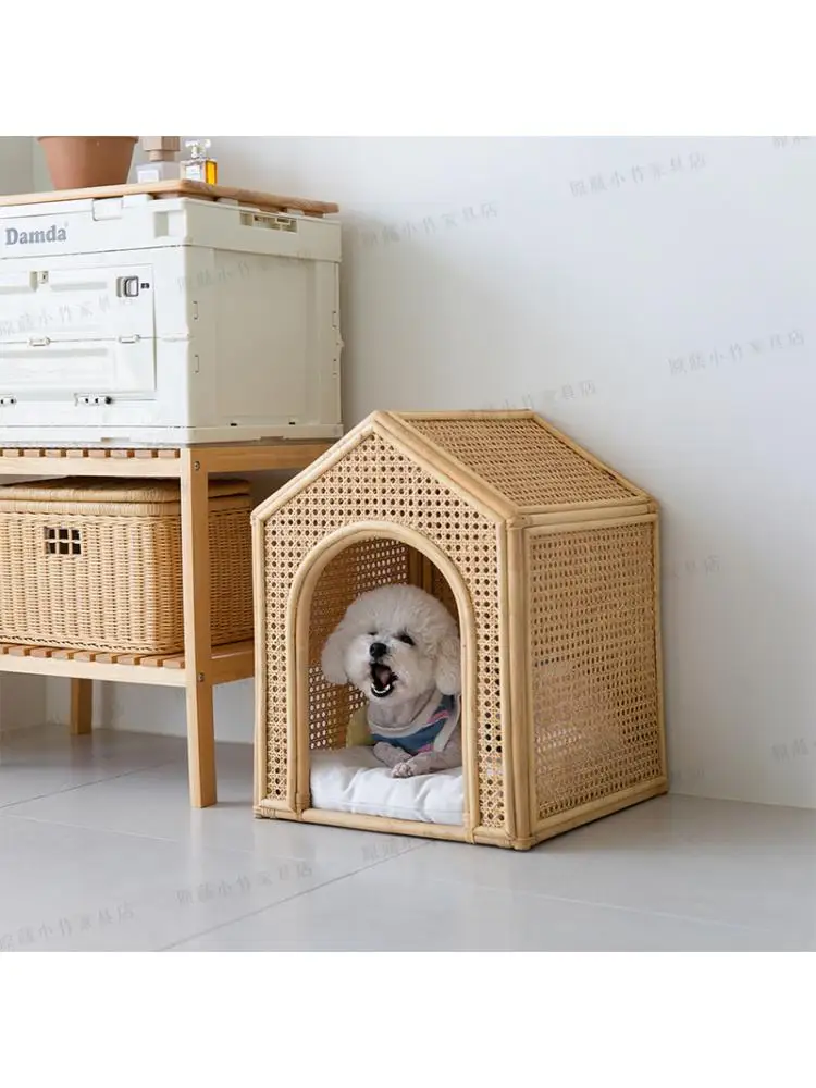 

Rattan Log Color Pure Hand-woven Pet Nest Small Teddy Nest Bomei Small Cat Dog House