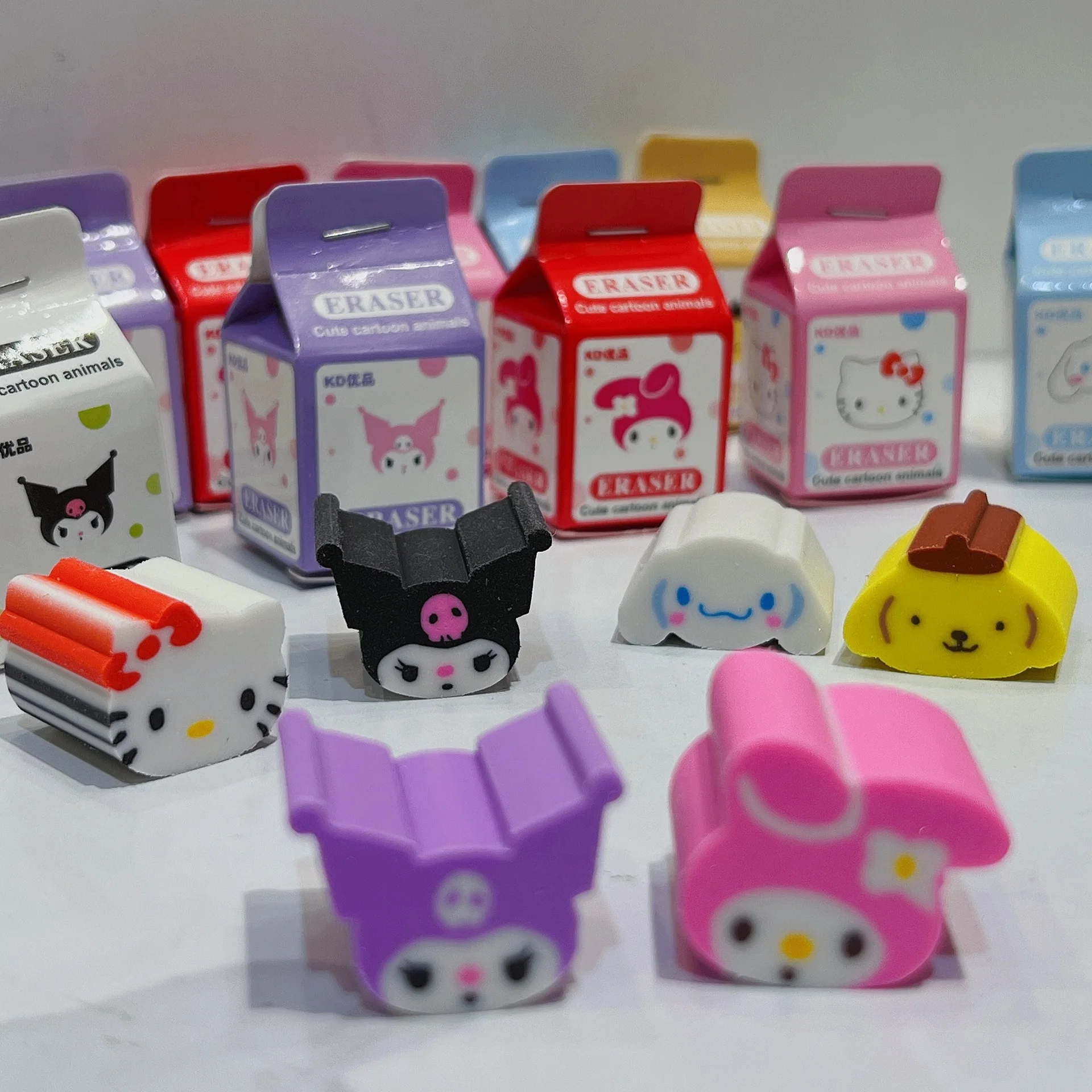 

36 шт. Sanrio резиновые аниме Hello Kitty Melody Kuromi Cinnamoroll модели ластики студенческие канцелярские принадлежности для детей школьные принадлежности оптом