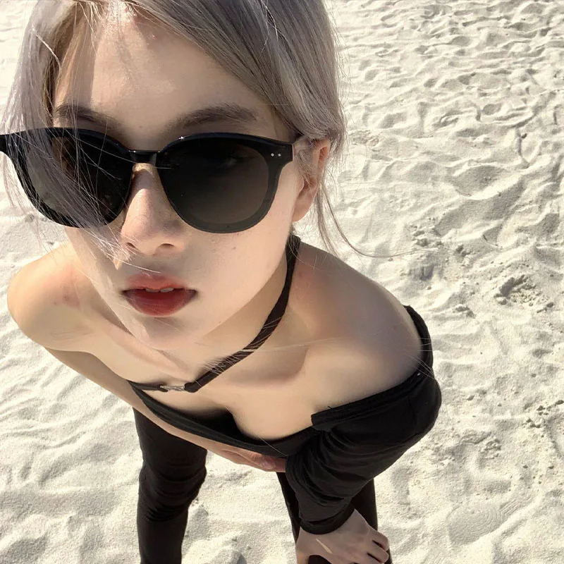 

Yuumi Lang Sunglasses Women Man Designer Goods Luxury Brand Summer Cat Eye Sun Glasses Oversized Driver Jennie Goggles UV400