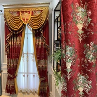 window curtains for living room bedroom study hotel chenille jacquard curtains high shading thickening window tulle red flower