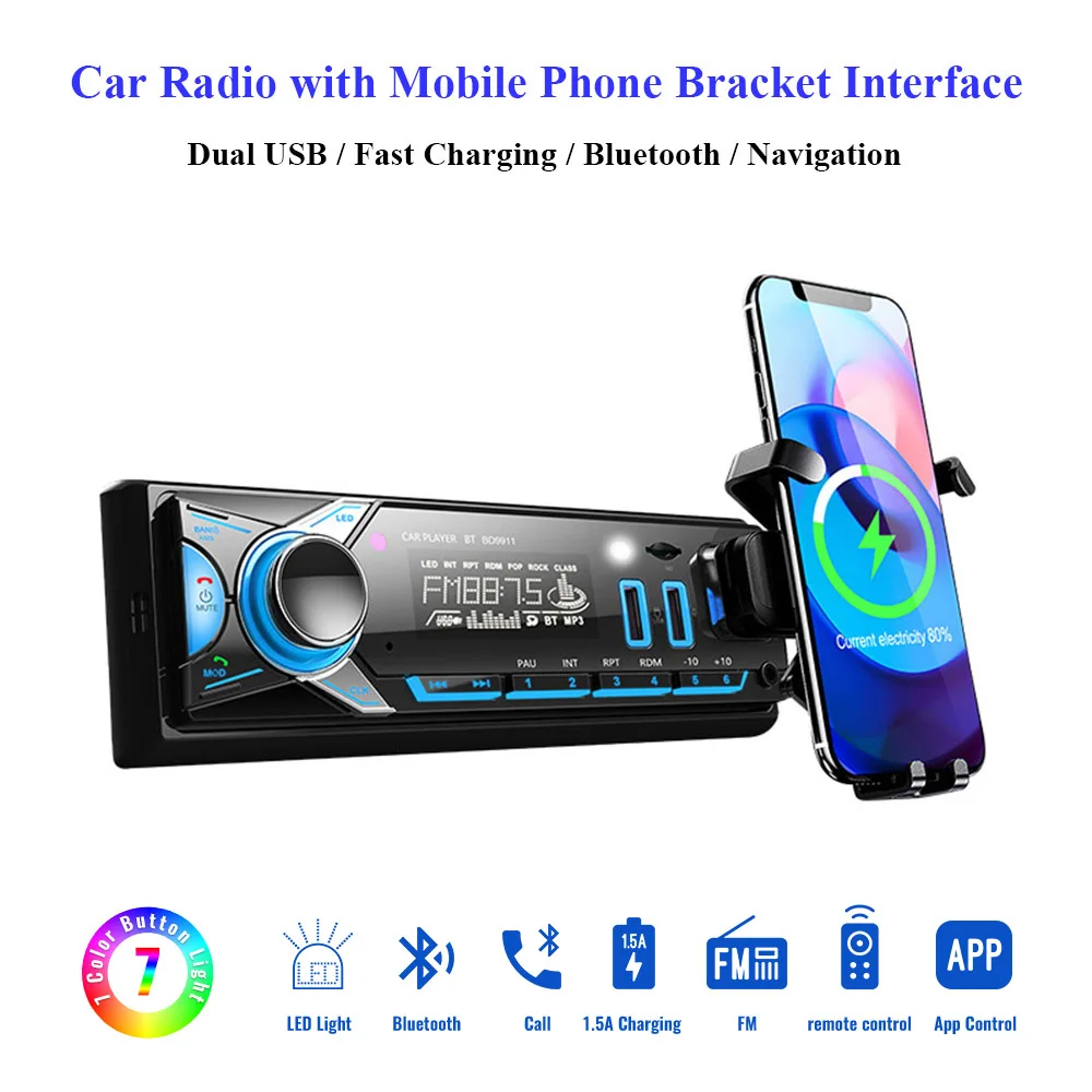 

Автомобильный радиоприемник, mp3-плеер, Fm-радио, автомобильный стереоприемник с Bluetooth, 1 Din, мультимедийный плеер, 12 В, вход Aux, SD/TF/USB