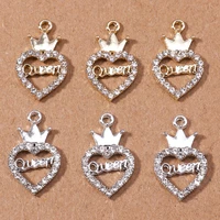 10pcs cute crystal crown love heart charms for jewelry making animal fish moon star charms pendants for diy necklaces earrings