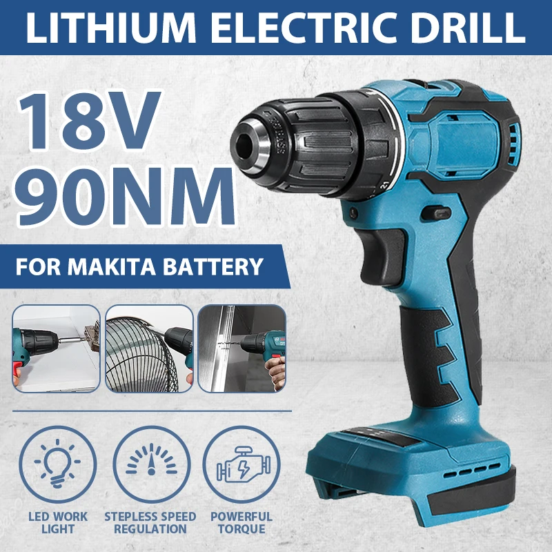

Cordless Brushless Impact Drill 18V 90Nm Electric Wrench Hammer Drill Screwdriver DIY Power Tools Rechargable For Makita Battery