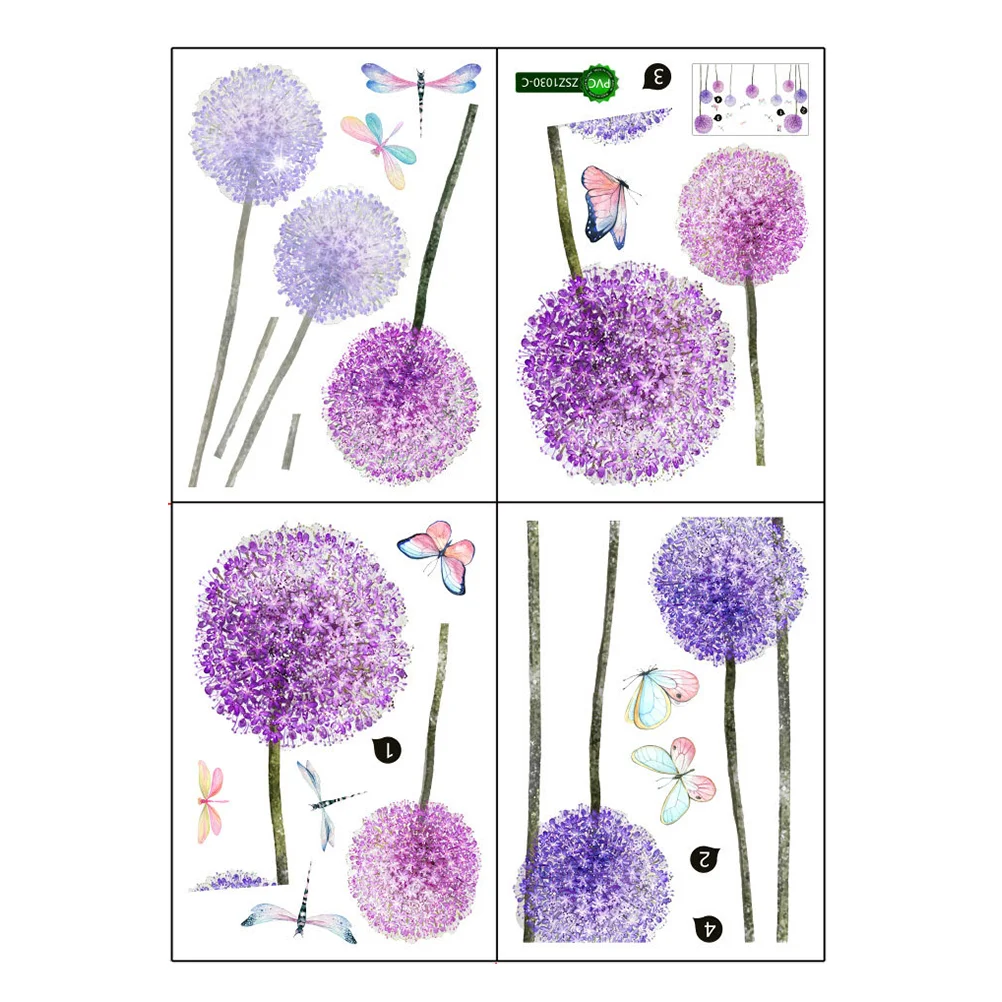 

Dandelion Wall Sticker Background Wallpaper Floral Decals Home Decoration DIY Peel Stickers Flower Television