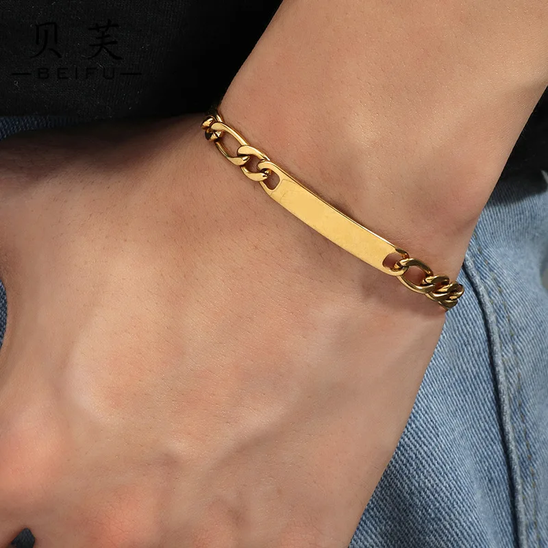 

Fashion Hot Selling Gold Color Bracelet Senior Stainless Steel Bracelets for Men Women Classic Punk Jewelry Pulseira Masculina