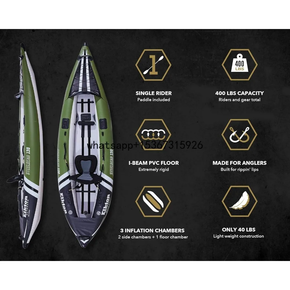 Надувной рыболовный каяк Steelhead — надувной для рыбалки включает весло сиденье