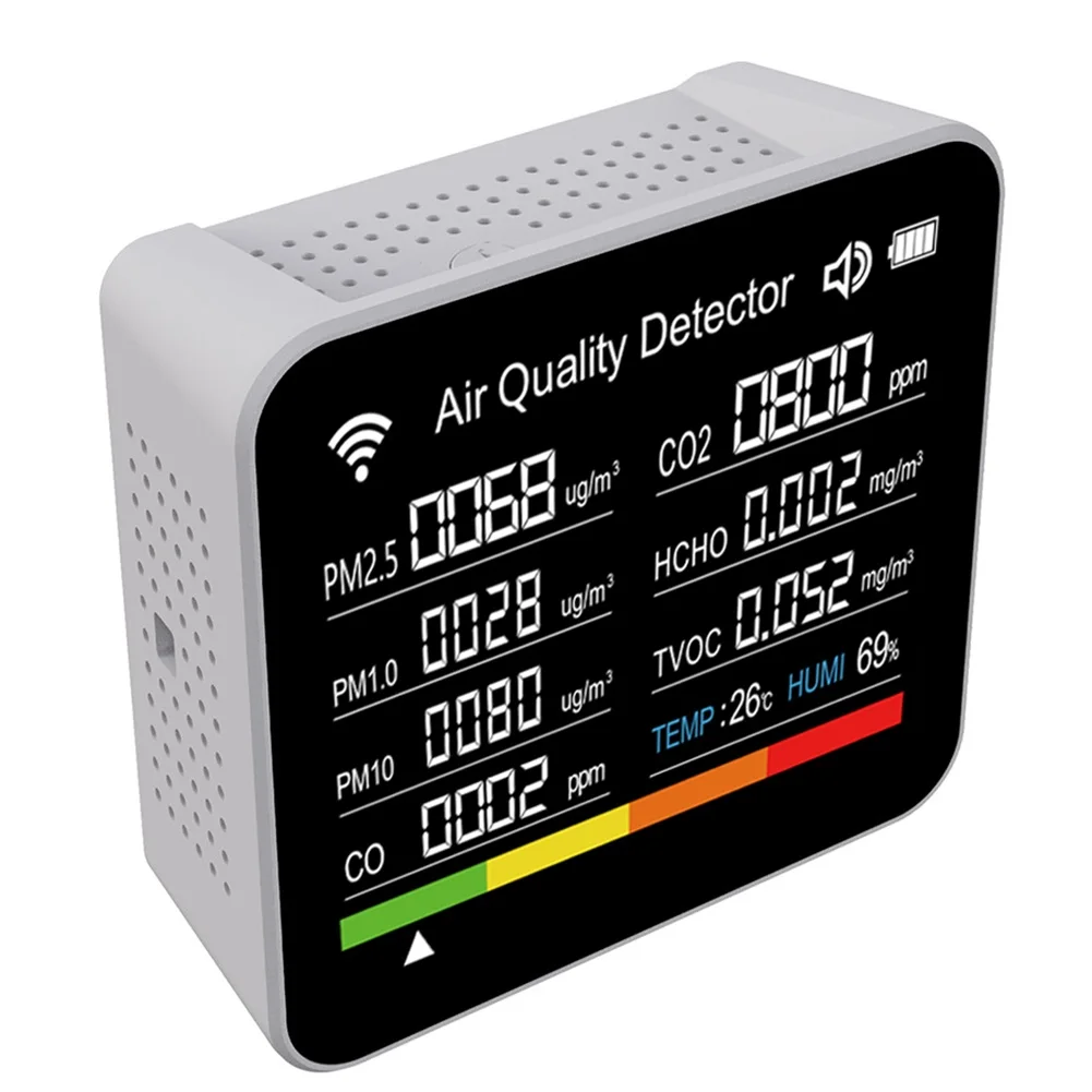 

1pc Carbon Detector CO2 Tester 3.7V Air Quality Automatically CO Data Formaldehyde Humidity Meter Monitor Pm2.5
