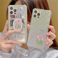 cute fashion makeup mirror flowers female girl soft case for iphone 11 12 13 pro max 7 8 plus xr x xs anti drop cover fundas