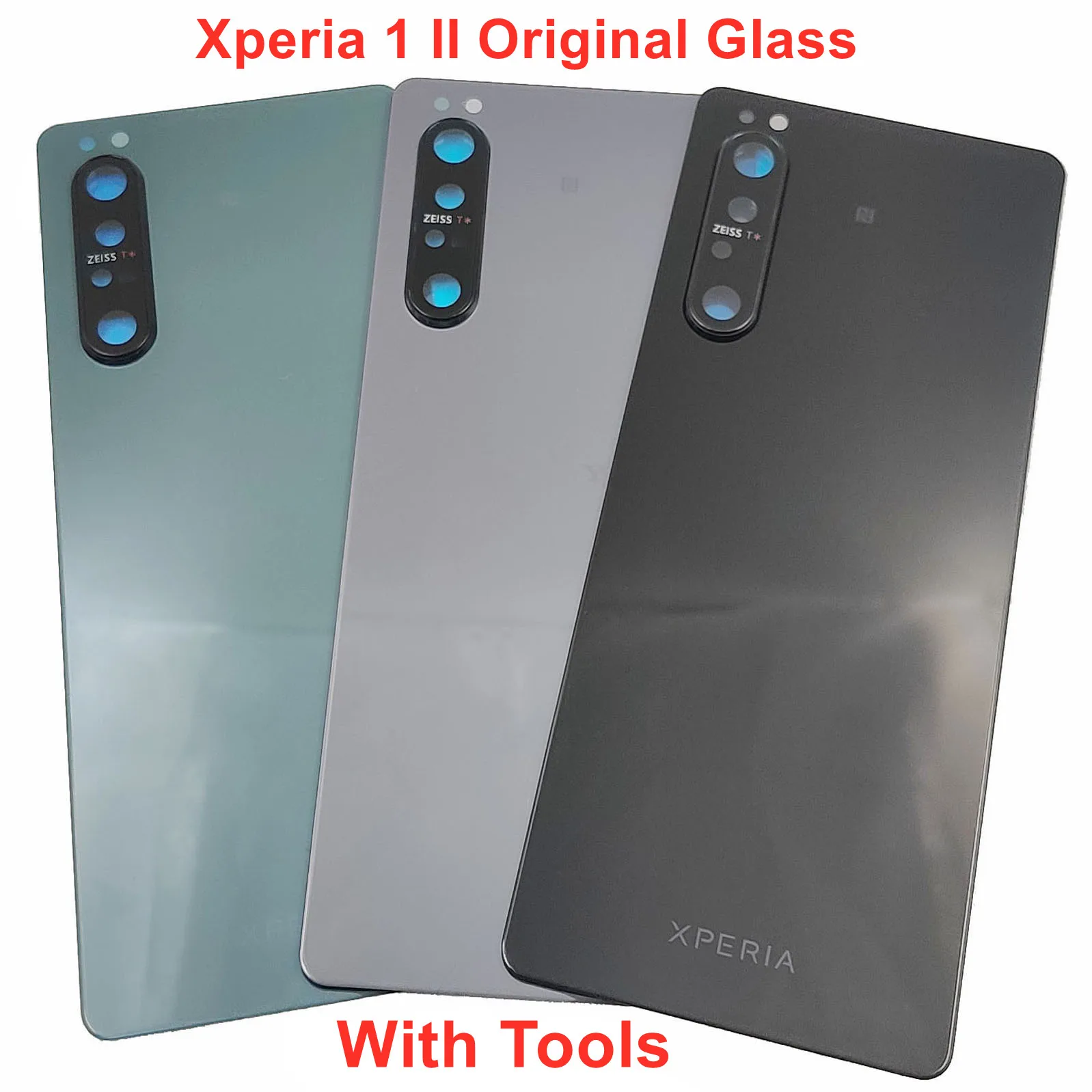 

100% оригинальная крышка батарейного отсека для Sony Xperia 1 II Gorilla Glass, задняя крышка корпуса + рамка для объектива камеры + клей