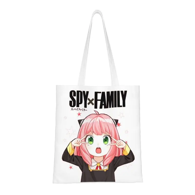 

Fashion Anime Family Spy X Forger Anya Shopping Tote Bags Recycling SpyFamily Manga Groceries Canvas Shopper Shoulder Bag