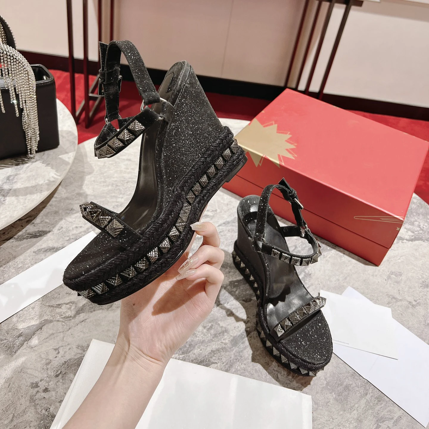 Top Quality Red Sole Womens High Heels 12cm Shoes Luxury Fashion Ladies Braided Sandals Classic Retro Designer High Heel HJ2043